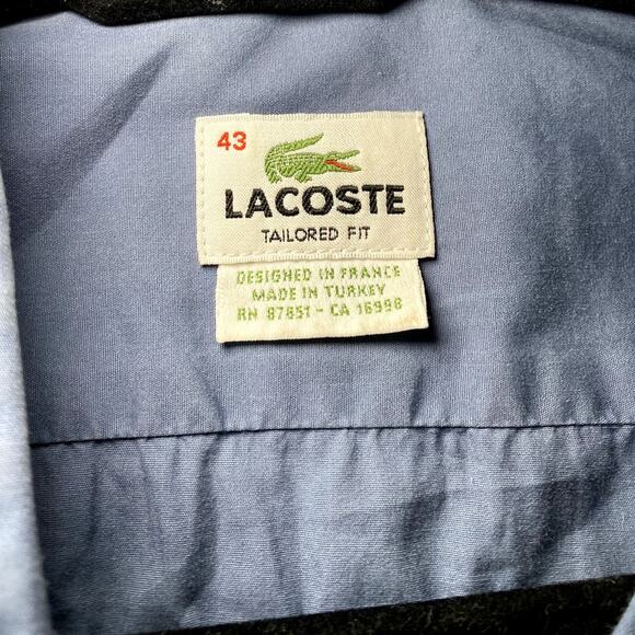 Lacoste Blue Button Down Dress Shirt - Tailored Fit - Size 43 - Picture 3 of 15